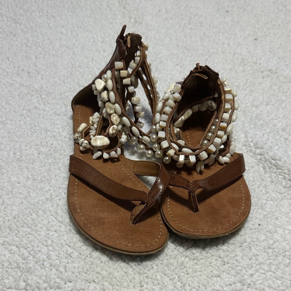 Zigi Soho Brown and White Beaded Sandals
